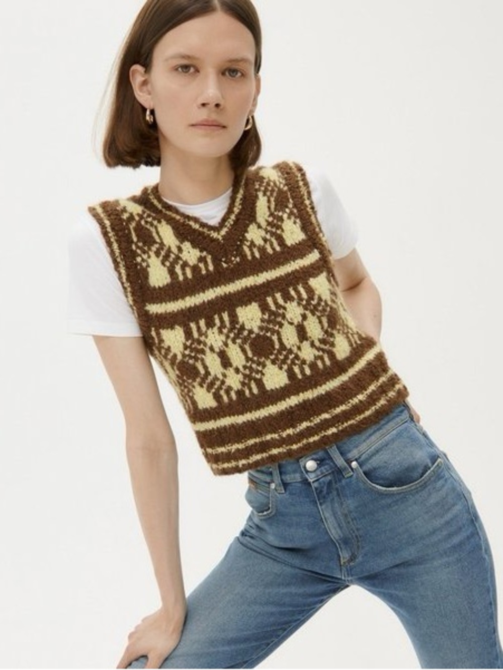 Alexa Chung Butter & Cocoa Knit Vest